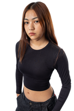 Long Sleeve Crop T-Shirt Black