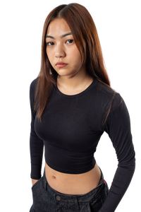 Long Sleeve Crop T-Shirt Black