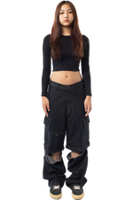Long Sleeve Crop T-Shirt Black