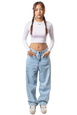 Long Sleeve Crop T-Shirt White