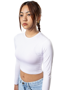 Long Sleeve Crop T-Shirt White