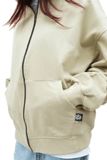 Beige Zip-Up Hoodie