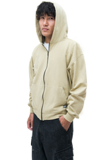 Beige Zip-Up Hoodie
