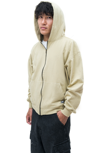 Beige Zip-Up Hoodie