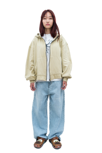 Beige Zip-Up Hoodie