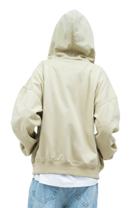 Beige Zip-Up Hoodie
